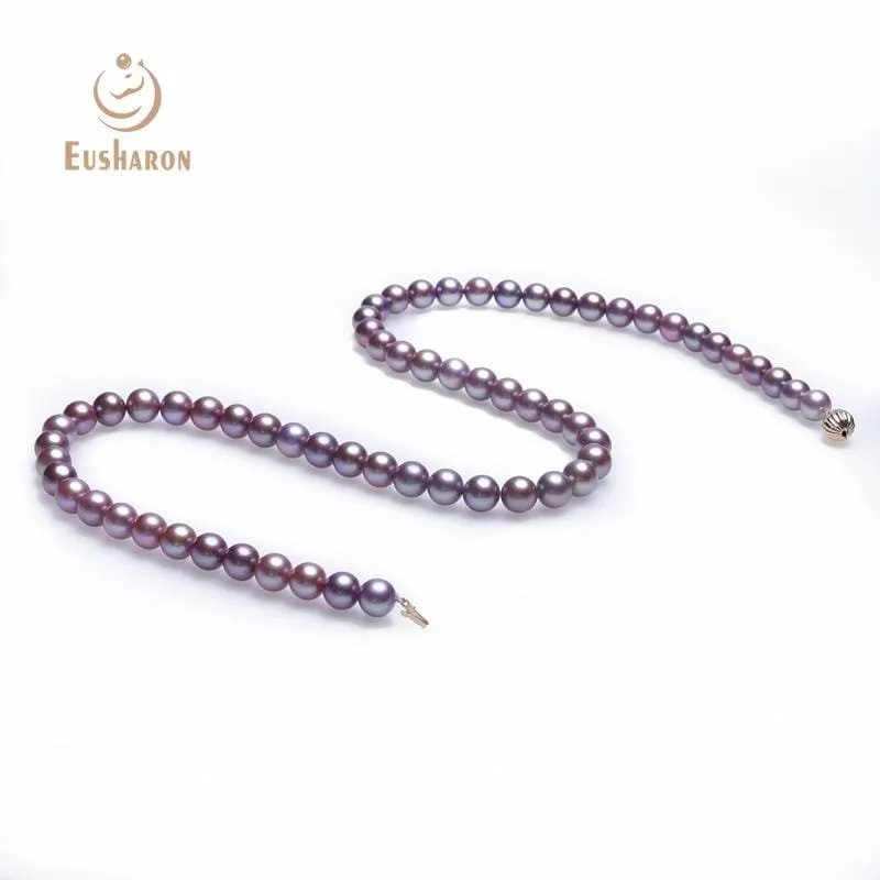 10-11mm Edison Perfect Round Lavender Pearl Necklace