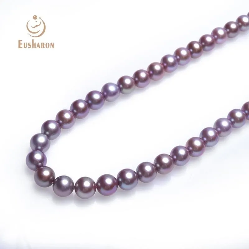 10-11mm Edison Perfect Round Lavender Pearl Necklace