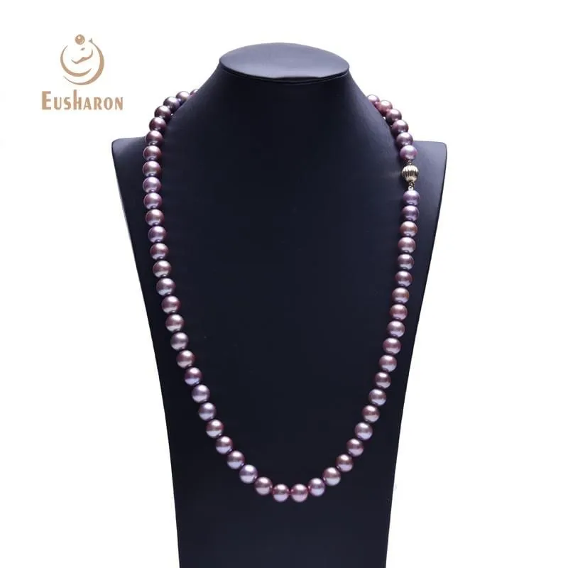 10-11mm Edison Perfect Round Lavender Pearl Necklace