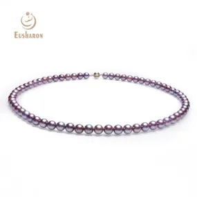 10-11mm Edison Perfect Round Lavender Pearl Necklace