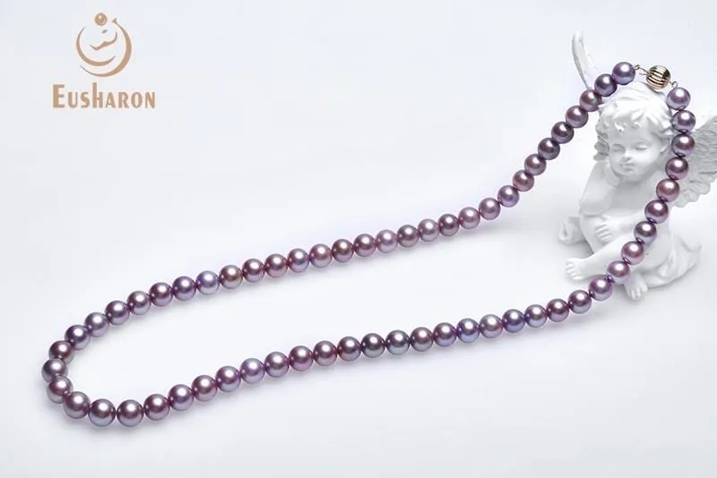 10-11mm Edison Perfect Round Lavender Pearl Necklace