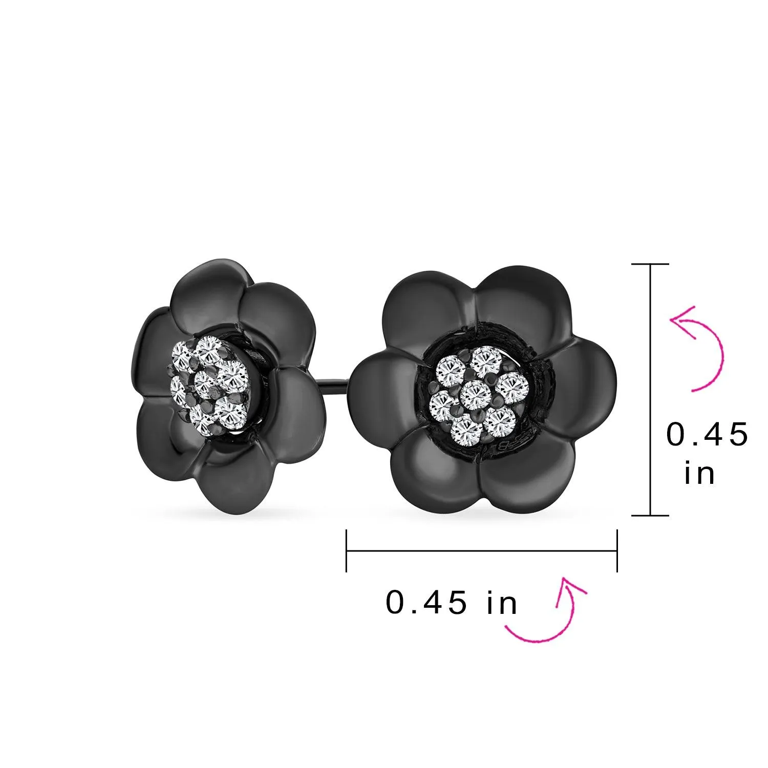 2 In 1 Dainty CZ Stud Center Petal Flower Jacket Rose Stud Earrings
