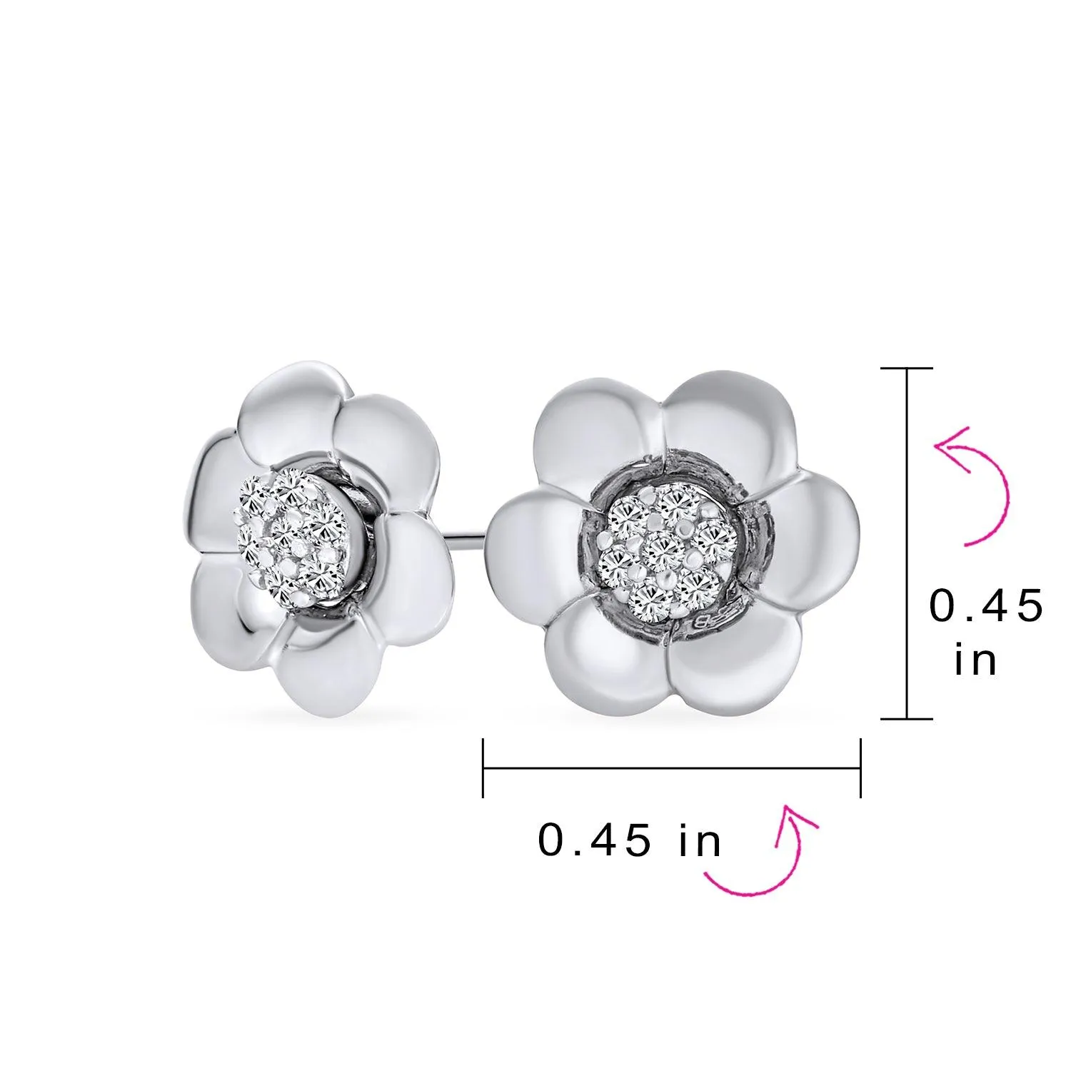 2 In 1 Dainty CZ Stud Center Petal Flower Jacket Rose Stud Earrings