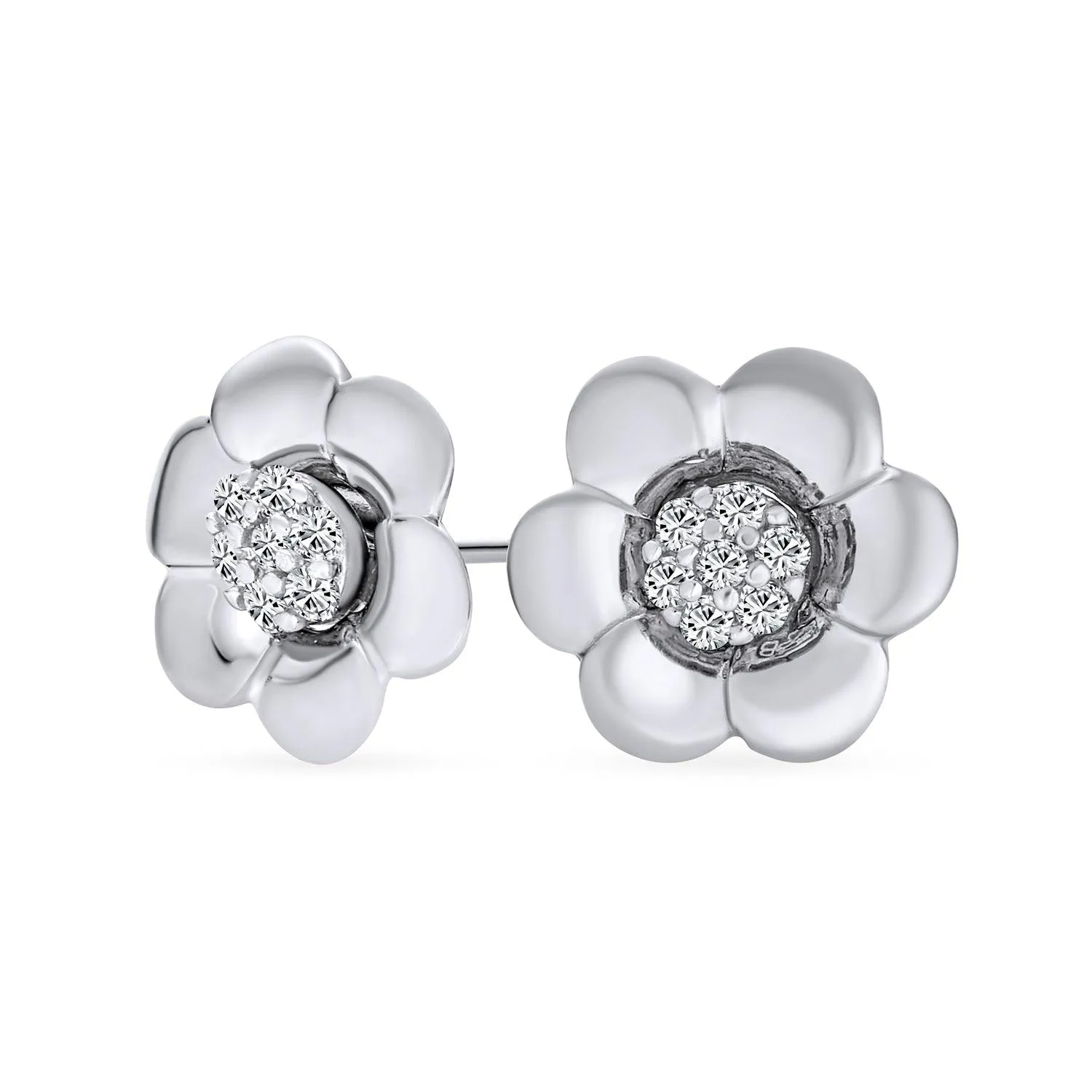 2 In 1 Dainty CZ Stud Center Petal Flower Jacket Rose Stud Earrings