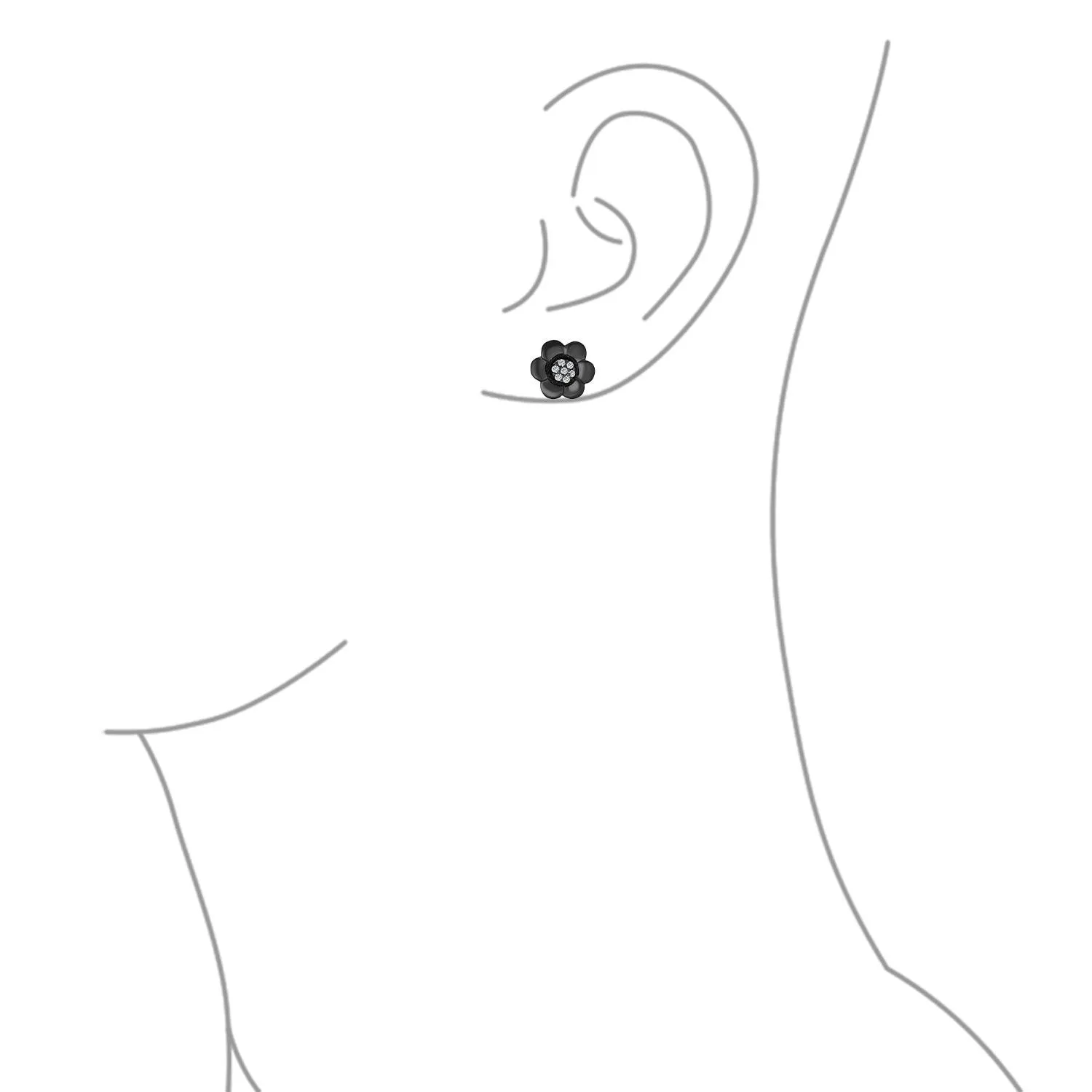 2 In 1 Dainty CZ Stud Center Petal Flower Jacket Rose Stud Earrings