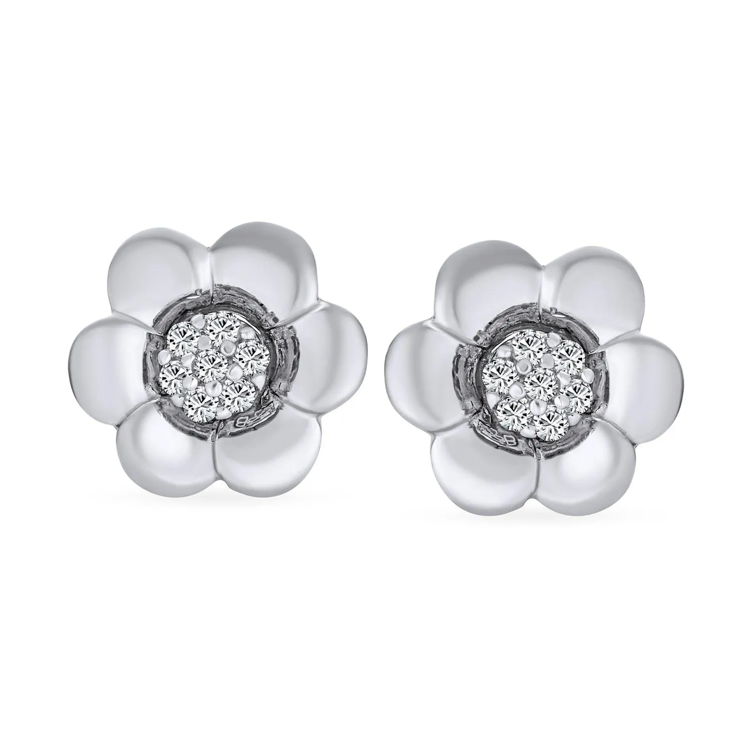 2 In 1 Dainty CZ Stud Center Petal Flower Jacket Rose Stud Earrings
