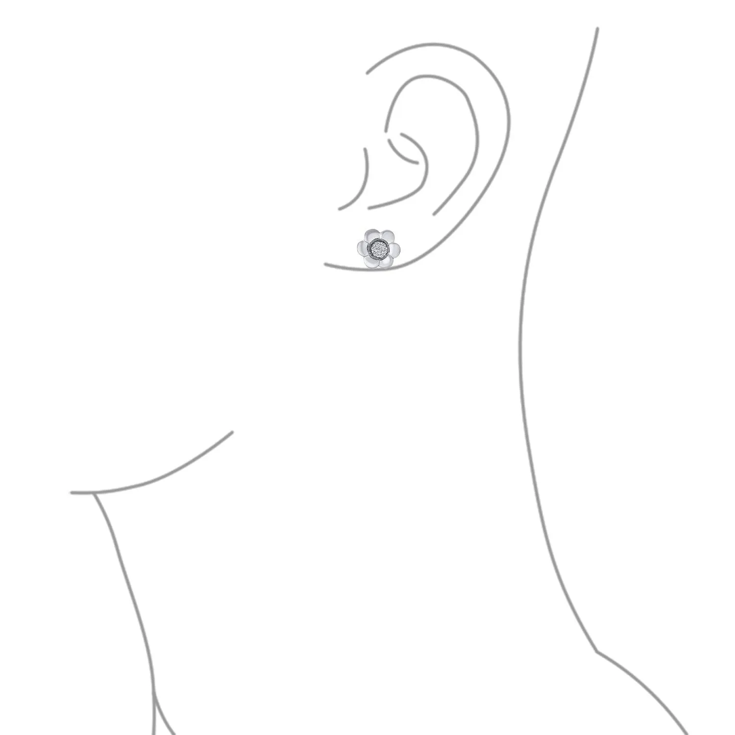 2 In 1 Dainty CZ Stud Center Petal Flower Jacket Rose Stud Earrings