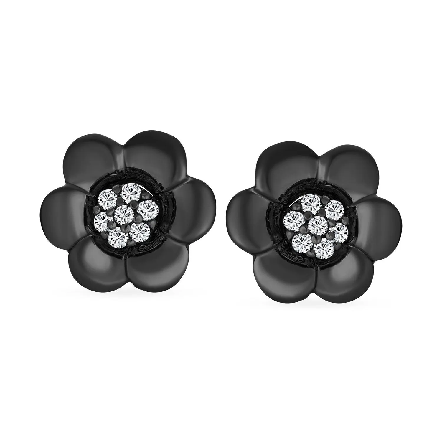 2 In 1 Dainty CZ Stud Center Petal Flower Jacket Rose Stud Earrings