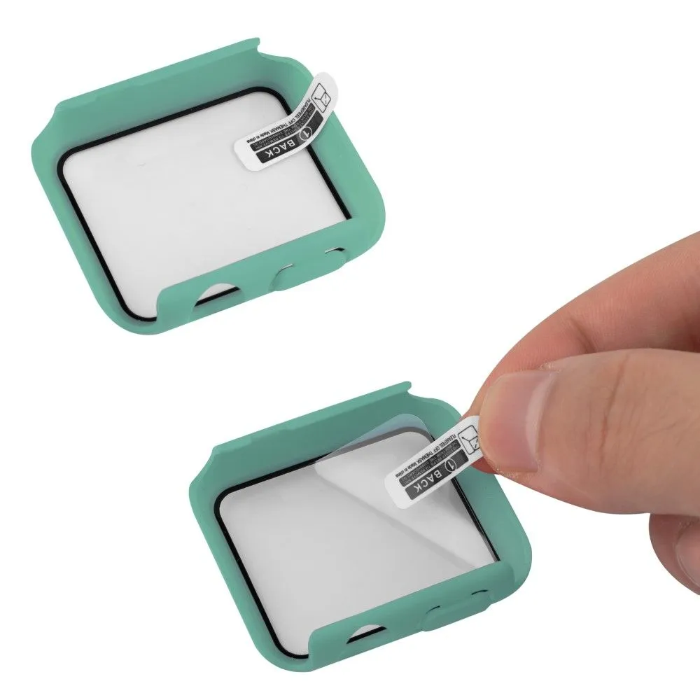 Apple Watch (45mm) cover with tempered glass   silicone watch strap - Green