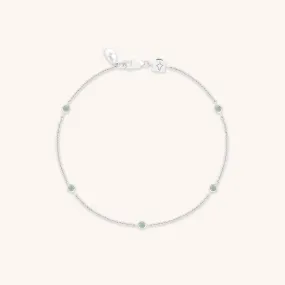 Aqua & Pearl Charm Bracelet in Silver