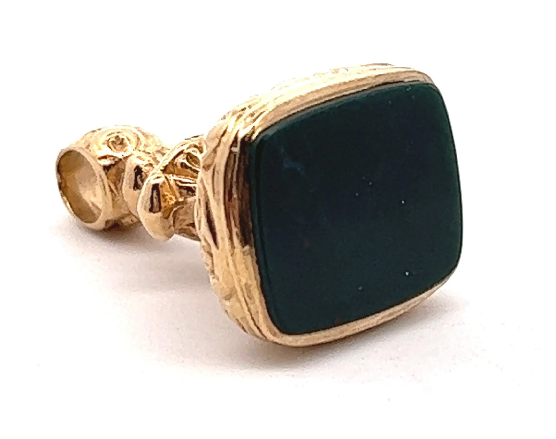Bloodstone 9ct Yellow Gold Seal Pendant London c1977