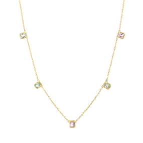 Emerald Cut Sapphire Station Necklace