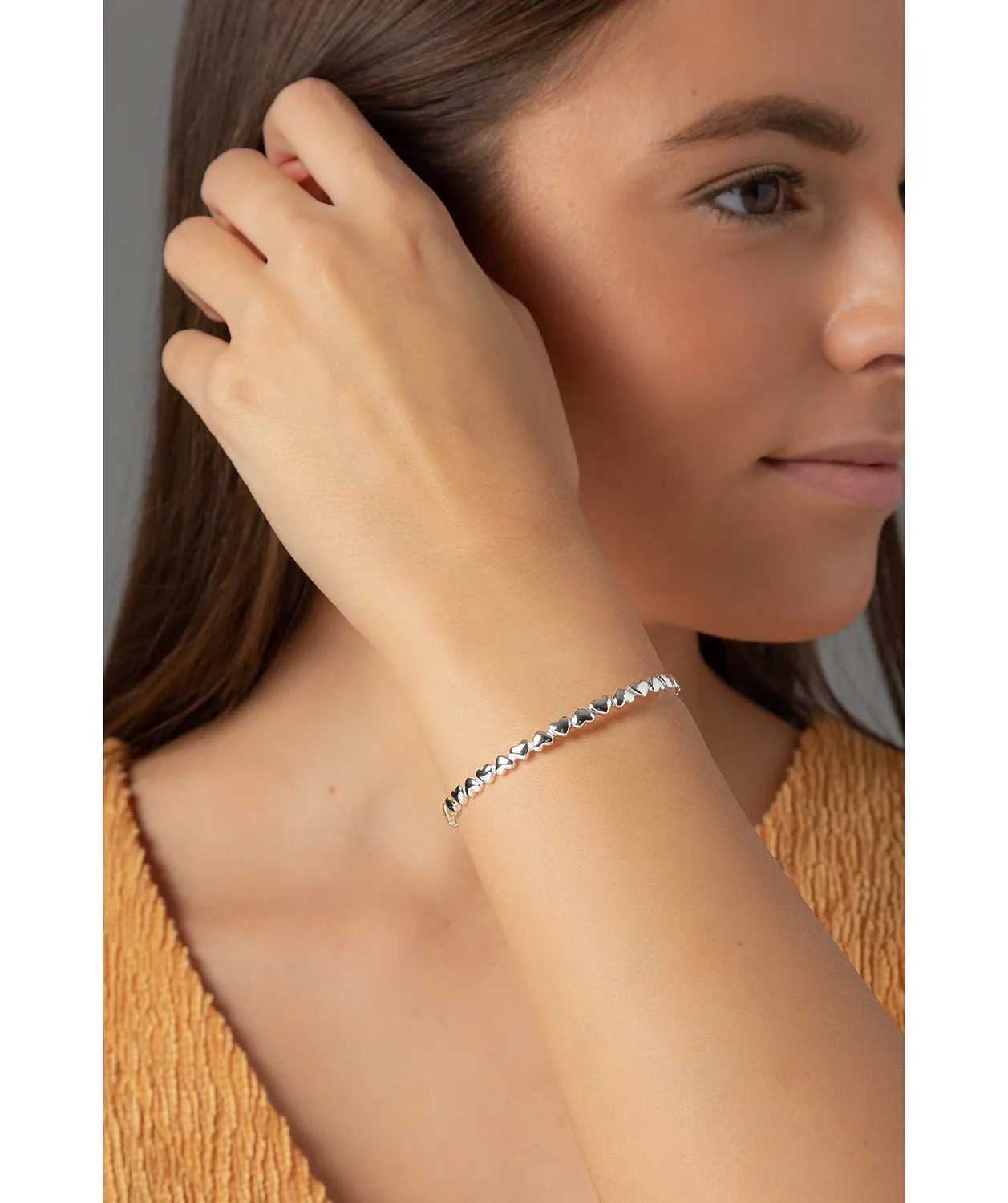 Gift Packaged 'Bridget' Sterling Silver Minimalist Heart Bangle