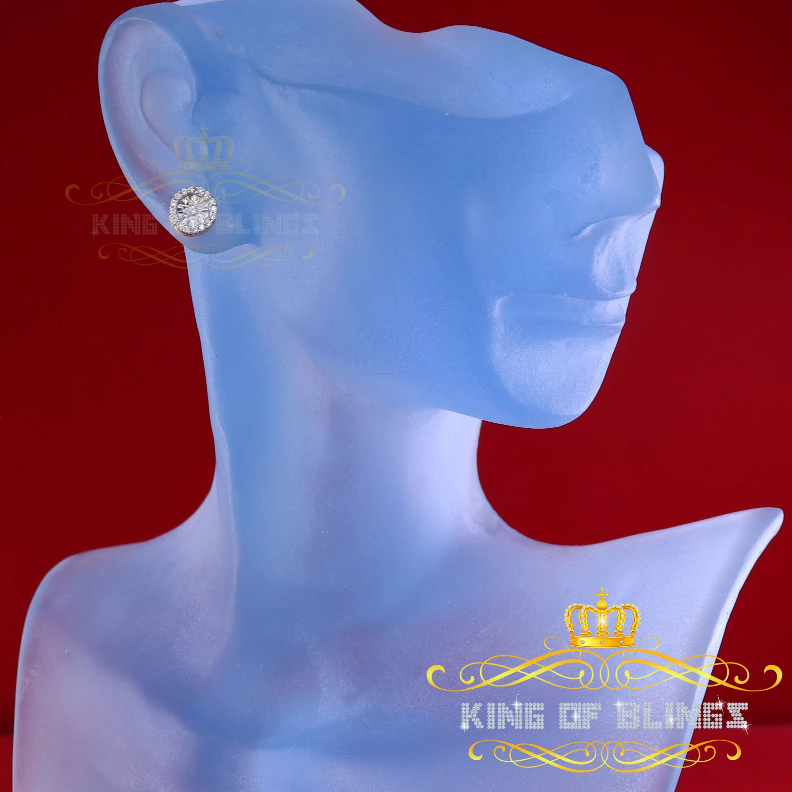 King of Bling's 925 Yellow Silver 1.28ct Cubic ZirconiaFashion Women's/ Men's Round Earrings