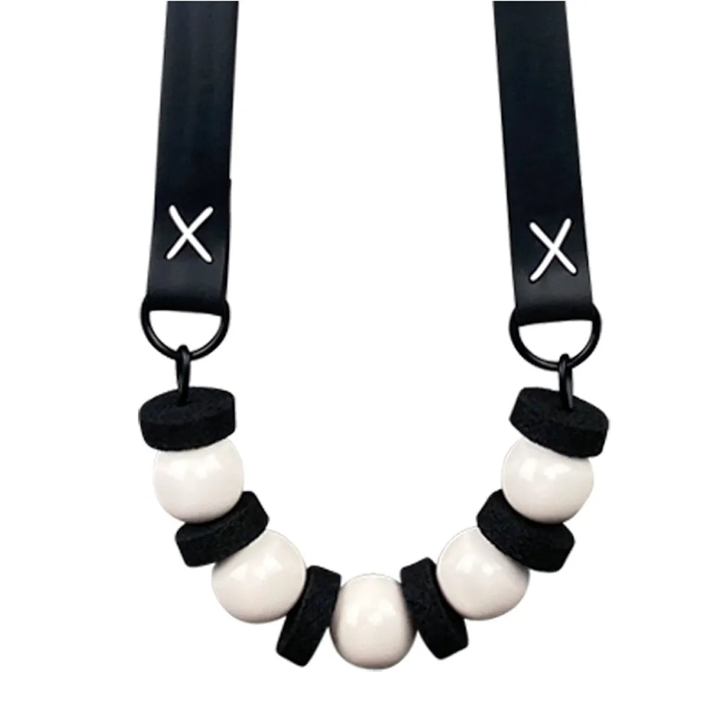 long chunky resin and rubber necklace