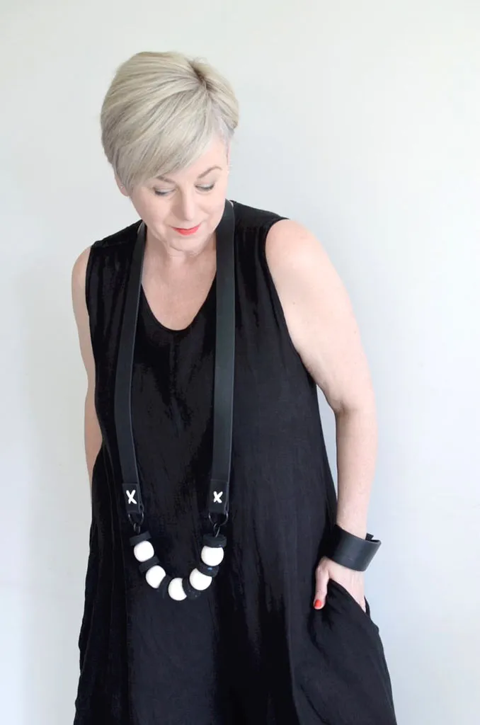 long chunky resin and rubber necklace