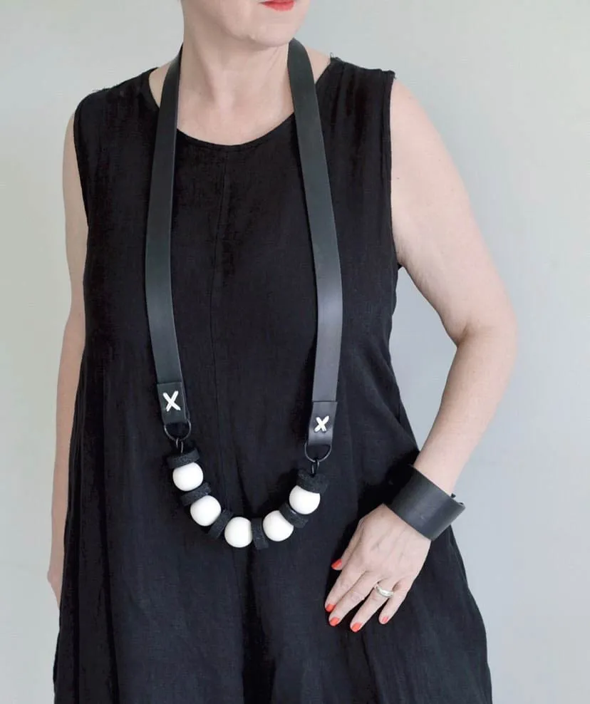long chunky resin and rubber necklace
