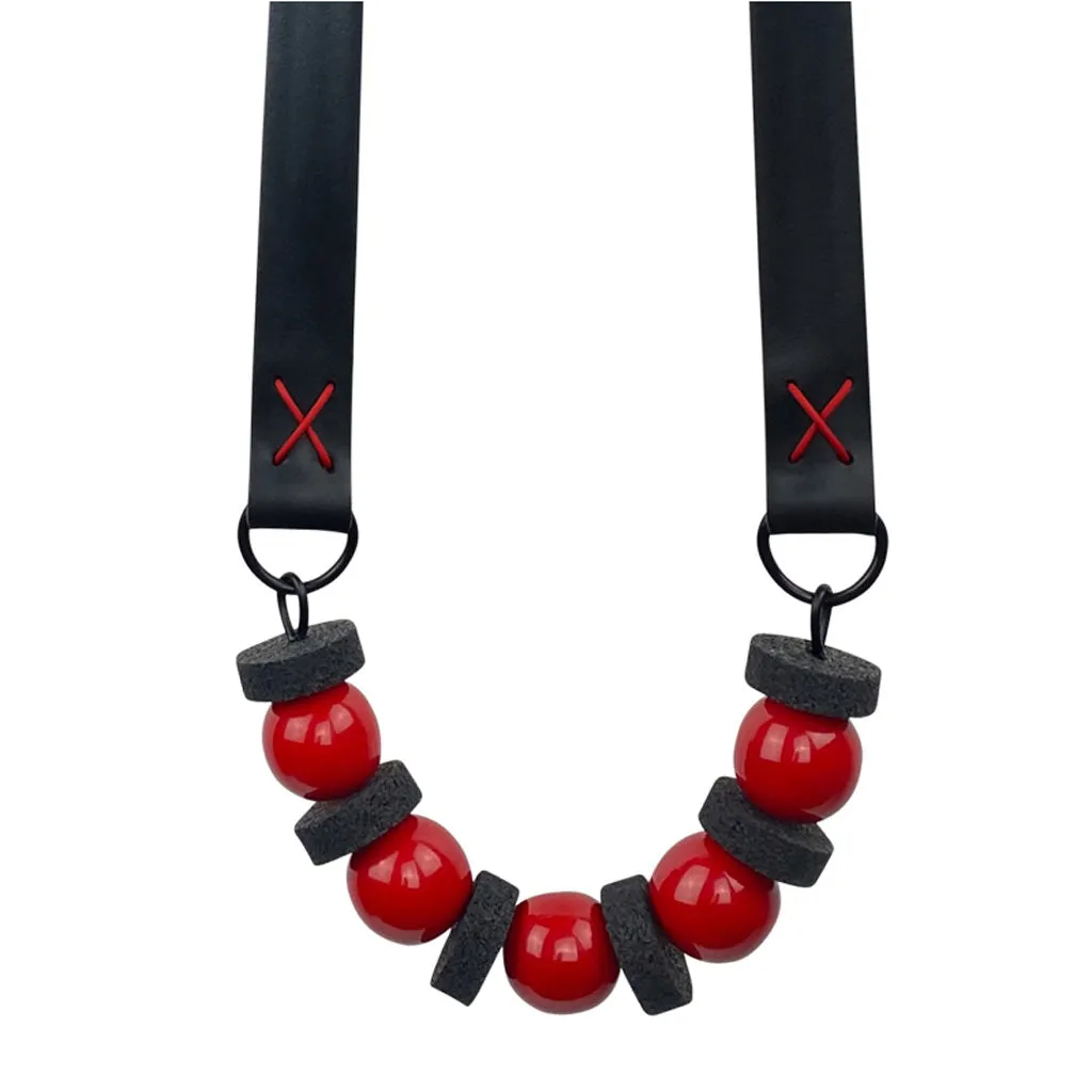 long chunky resin and rubber necklace