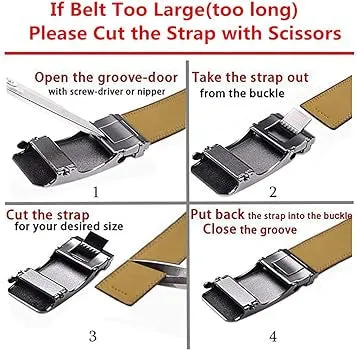 Men's Black Genuine Leather Belt Luxury Style Gold Buckle