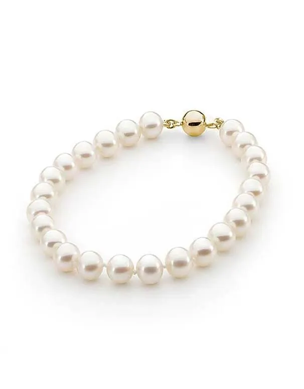 Pearl Bracelet - 14ct Yellow Gold Japanese Akoya Cultured Pearl Bracelet - 784357