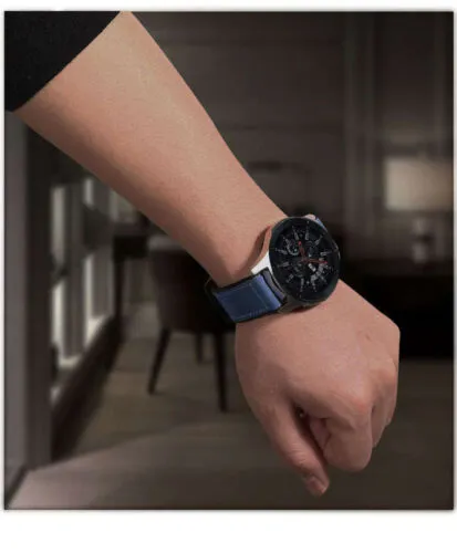 Samsung Galaxy Watch 3 45mm /46mm / Gear S3 Frontier / Classic / Watch GT 2 46mm | 22mm Soft Leather Strap | Blue