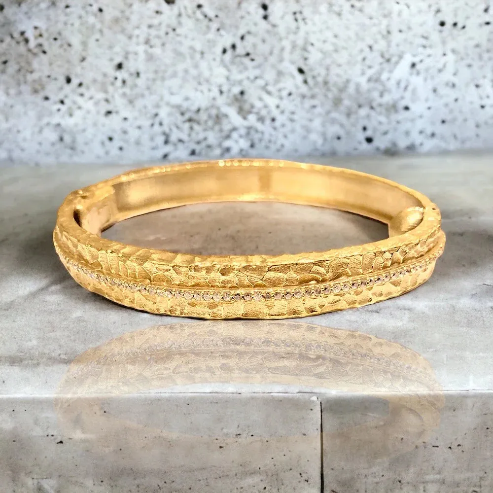 Tat2 Gold Egy Crystal Hinged Bangle Bracelet