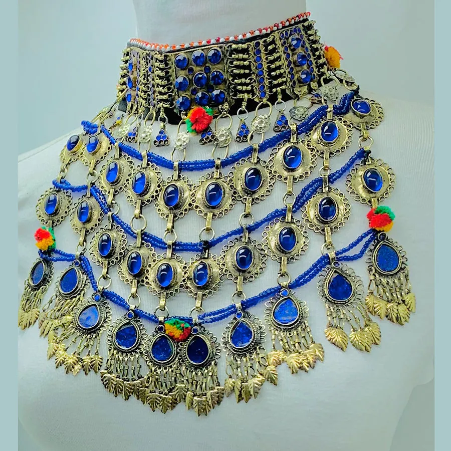 Tribal Kuchi Blue Stones Necklace