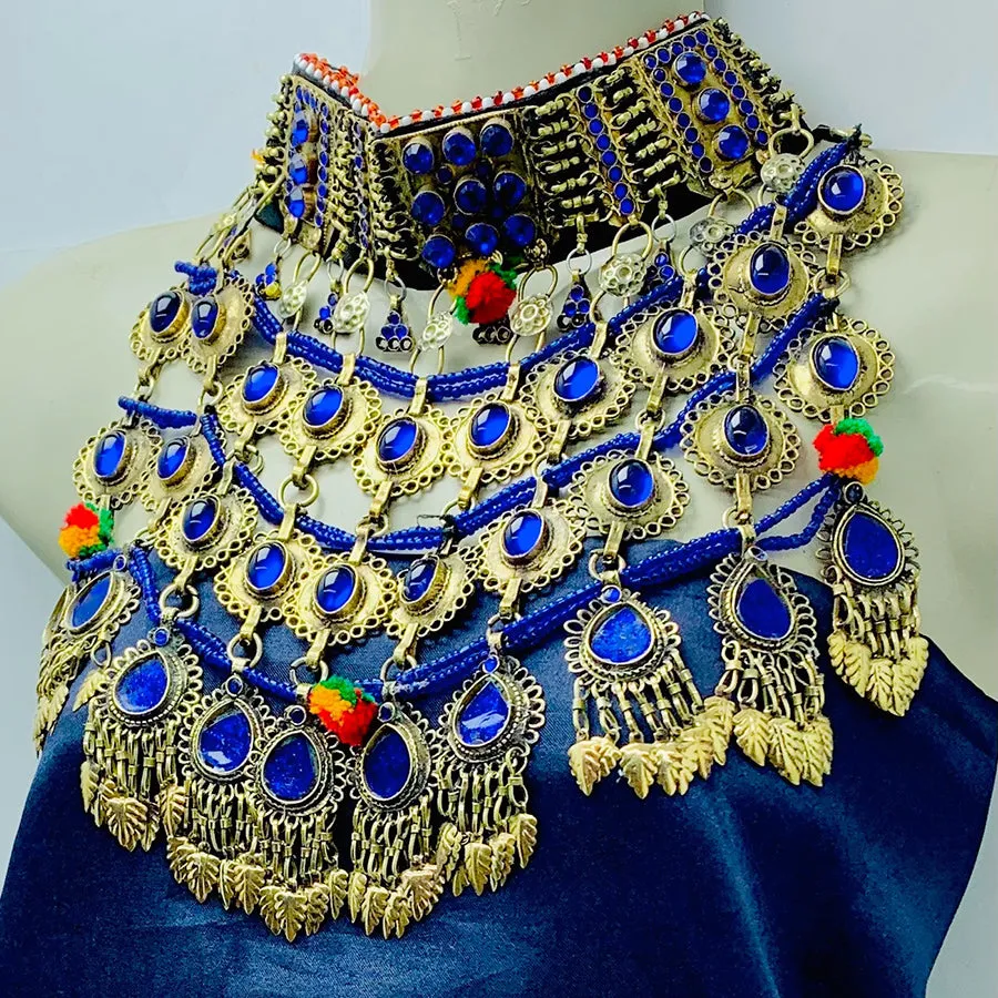Tribal Kuchi Blue Stones Necklace