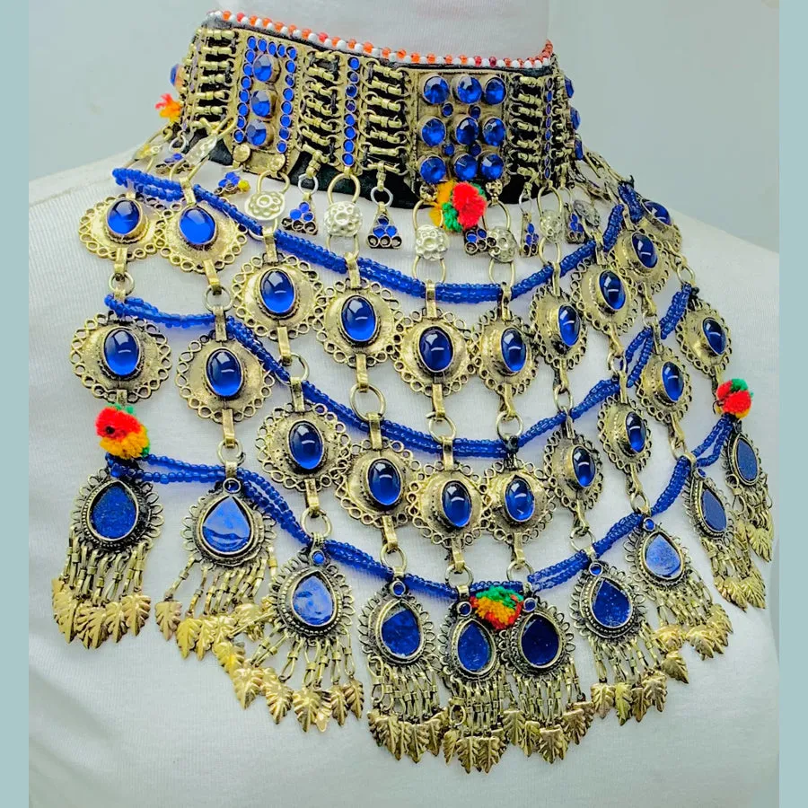 Tribal Kuchi Blue Stones Necklace